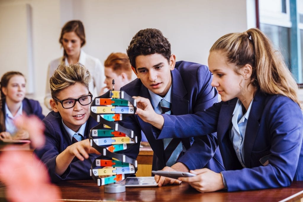 Groupe de jeunes qui jouent dans une classe